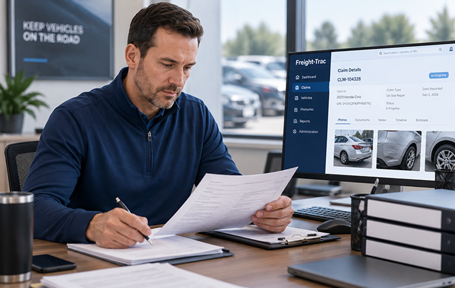 End-to-end claim handling, man doing paperwork