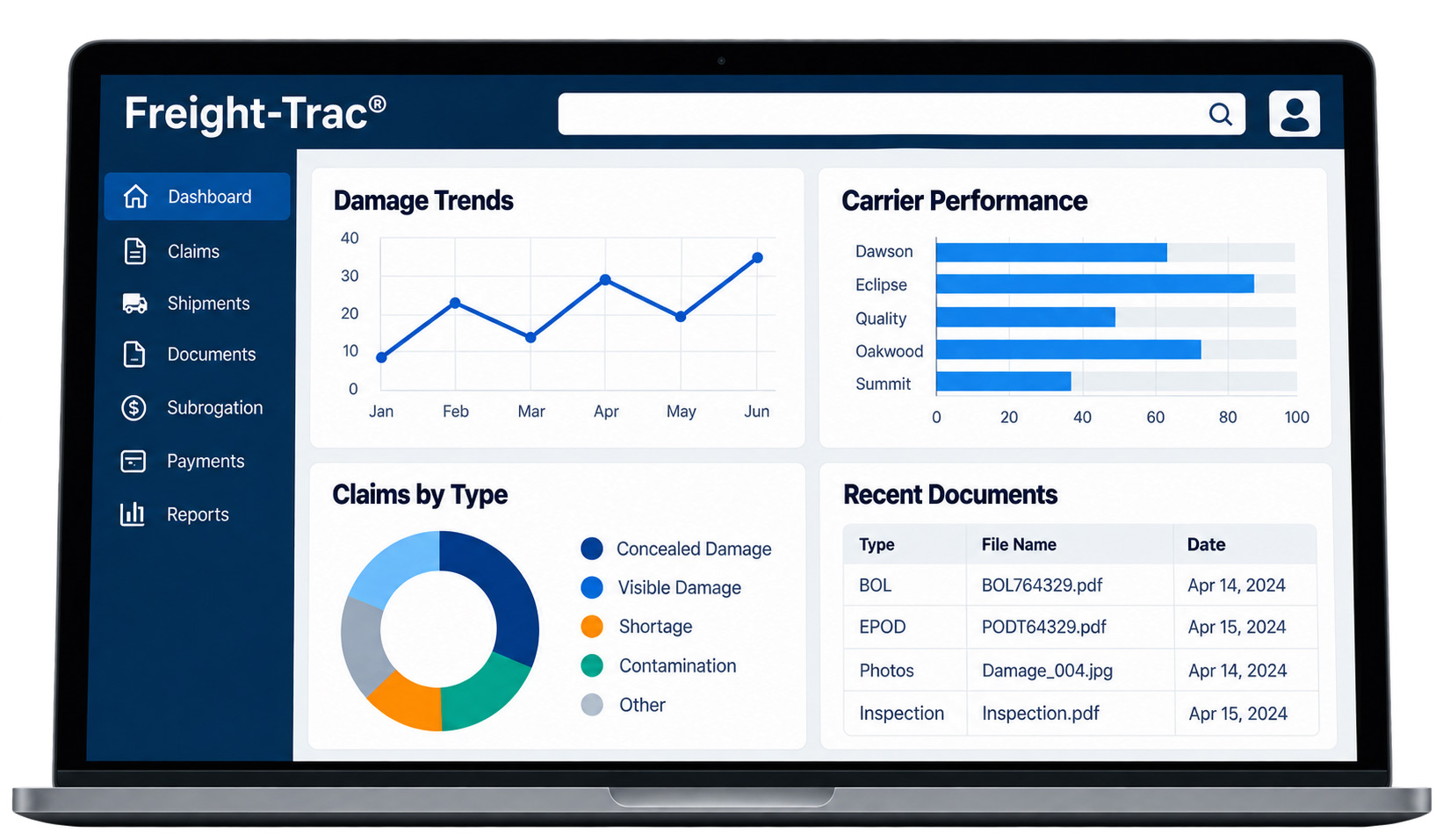 Freight-Trac on a laptop